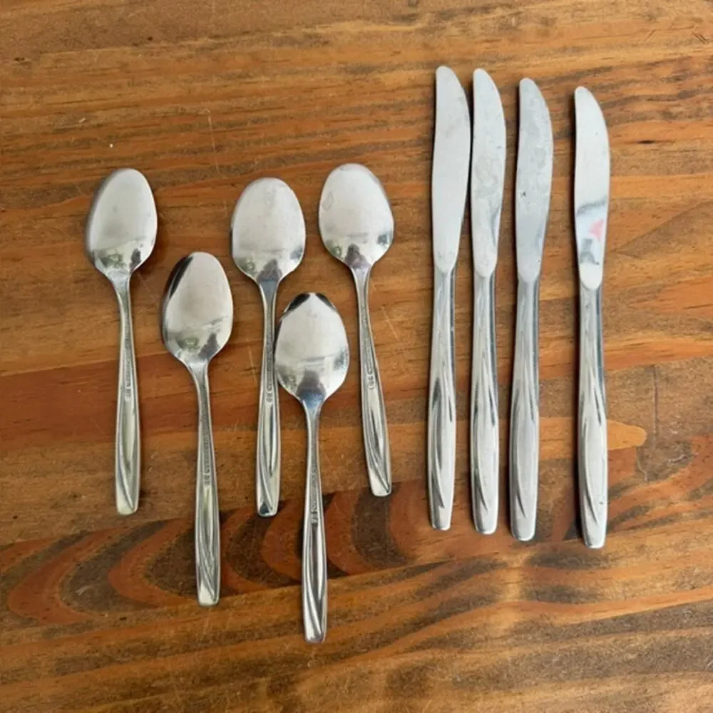 Vintage Rogers Cutlery Co Lawncrest Stainless Steel Mixed Flatware Lot MCM Retro